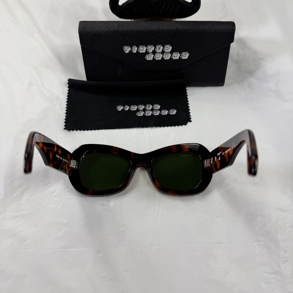 Off-White Virgil Sunglasses Dark Havana Tortoise Green Lens OERI040 6055 Italy